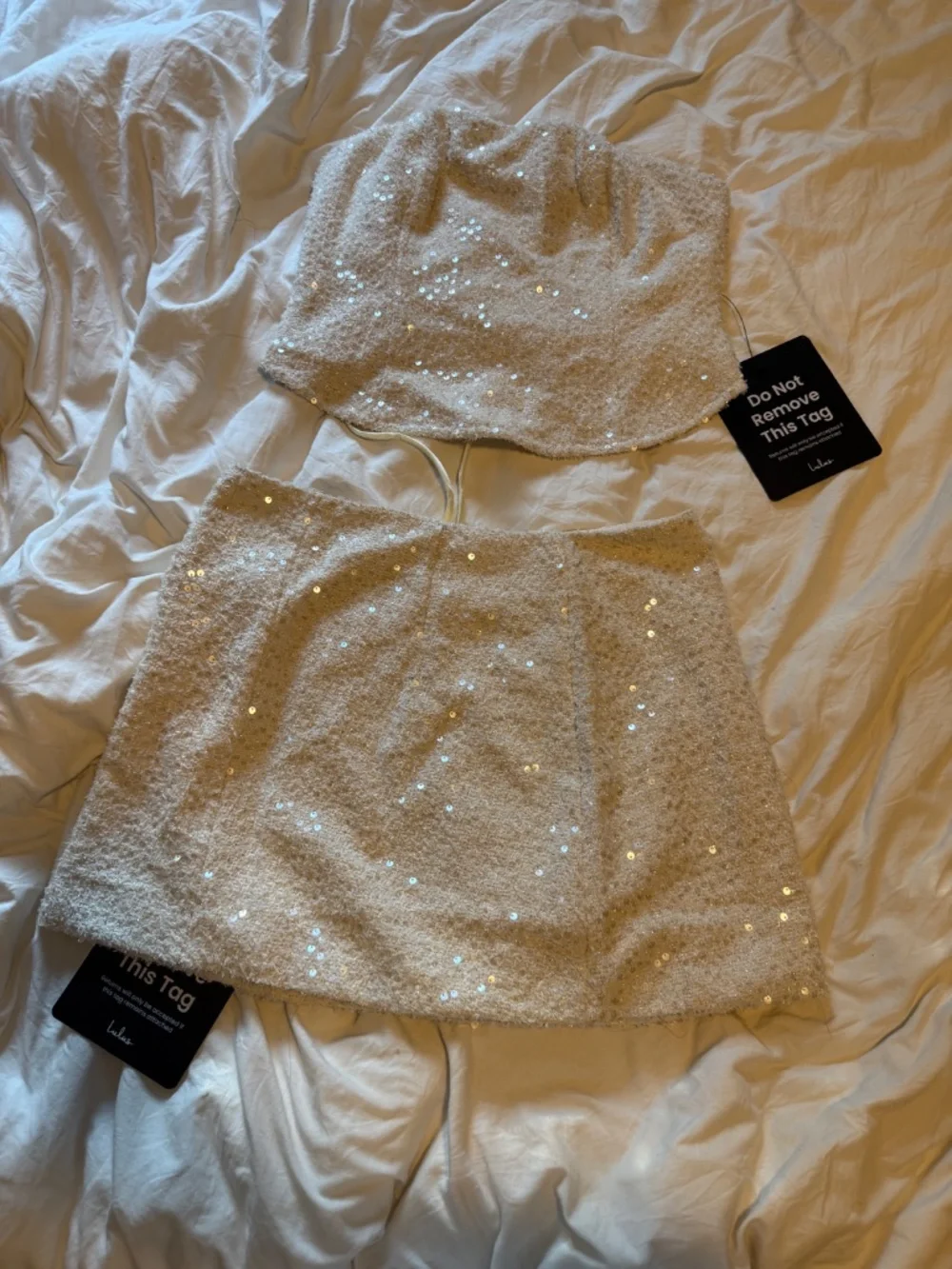 Lulus White Sequin Skirt and Corset top - Picture 4 of 6